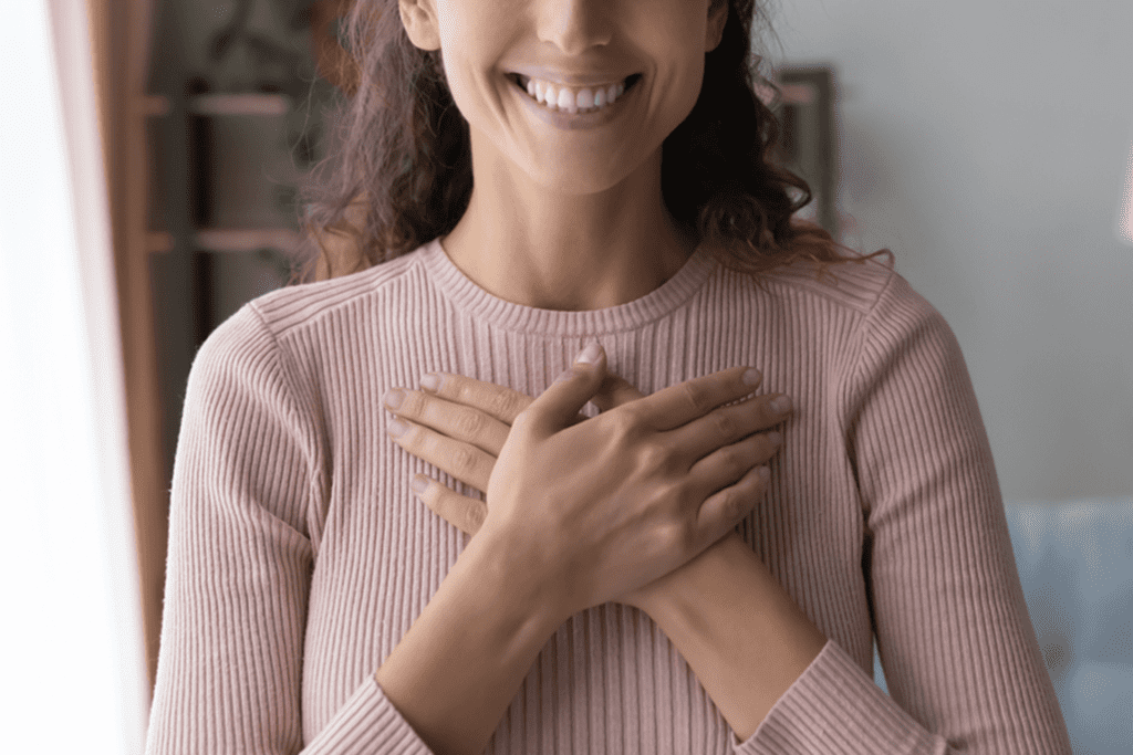 showing gratitude sign, believe faith charity concept