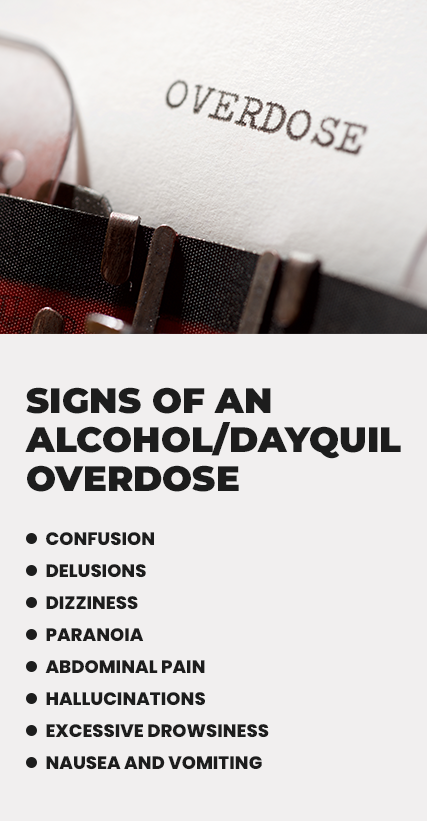 signs of an alcohol/dayquil overdose