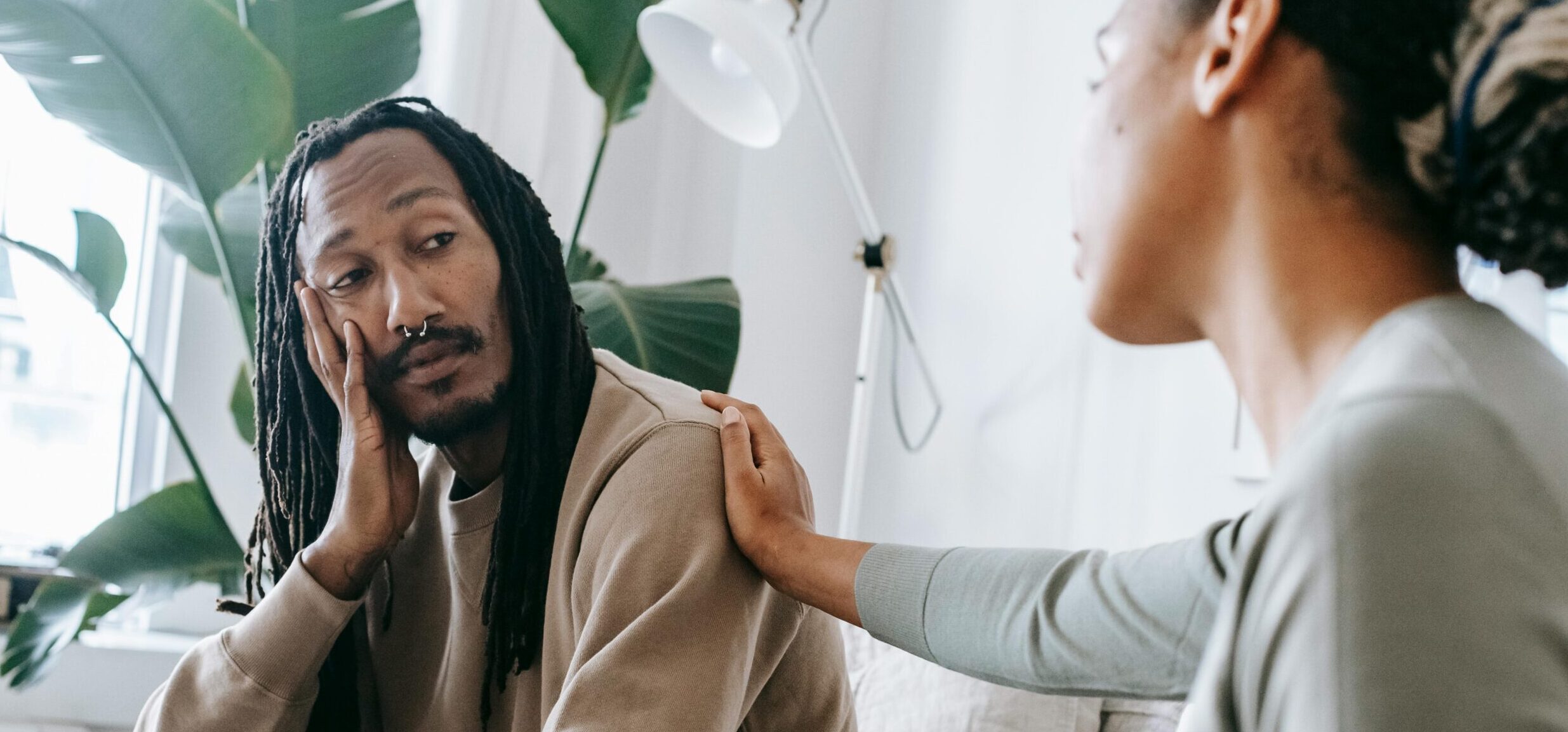 woman comforting man representing carson rehab
