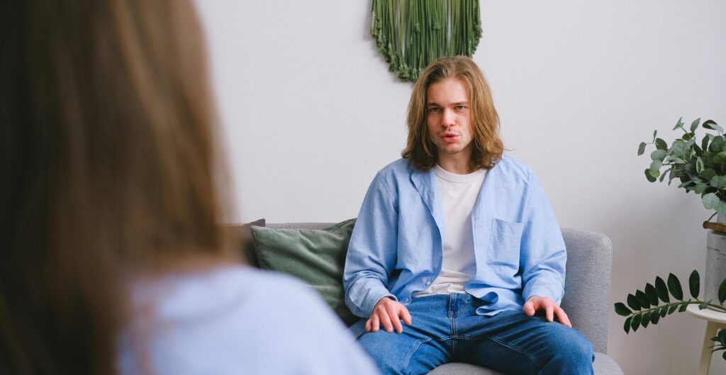 man talking to mom representing how to repair liver damage from alcohol
