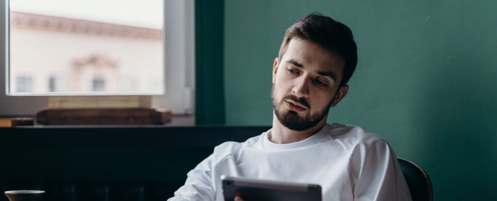 A man sitting at home in thought angel dust drug