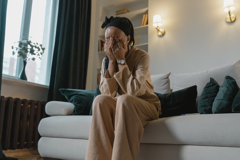 A woman in distress, depicting Diazepam addiction signs